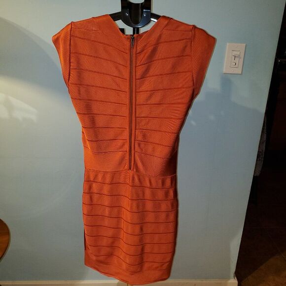 French Connection, Sz 16  Burnt Orange, Short Sleeve. Fall Dress - Picture 11 of 16